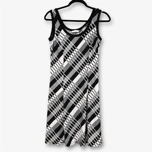 Calvin Klein Graphic Black and White Sleeveless A Line Dress Size S